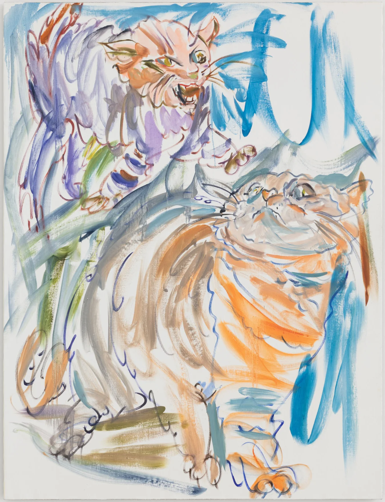 Riña de gatos (6), 2025., Oil on linen,, 66 7/8 x 51 1/8 in, 170 x 130 cm