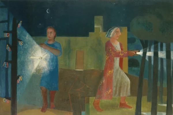 La prisión, la llamada, la llegada, 1998, Oil on canvas, 103 x 195 cm