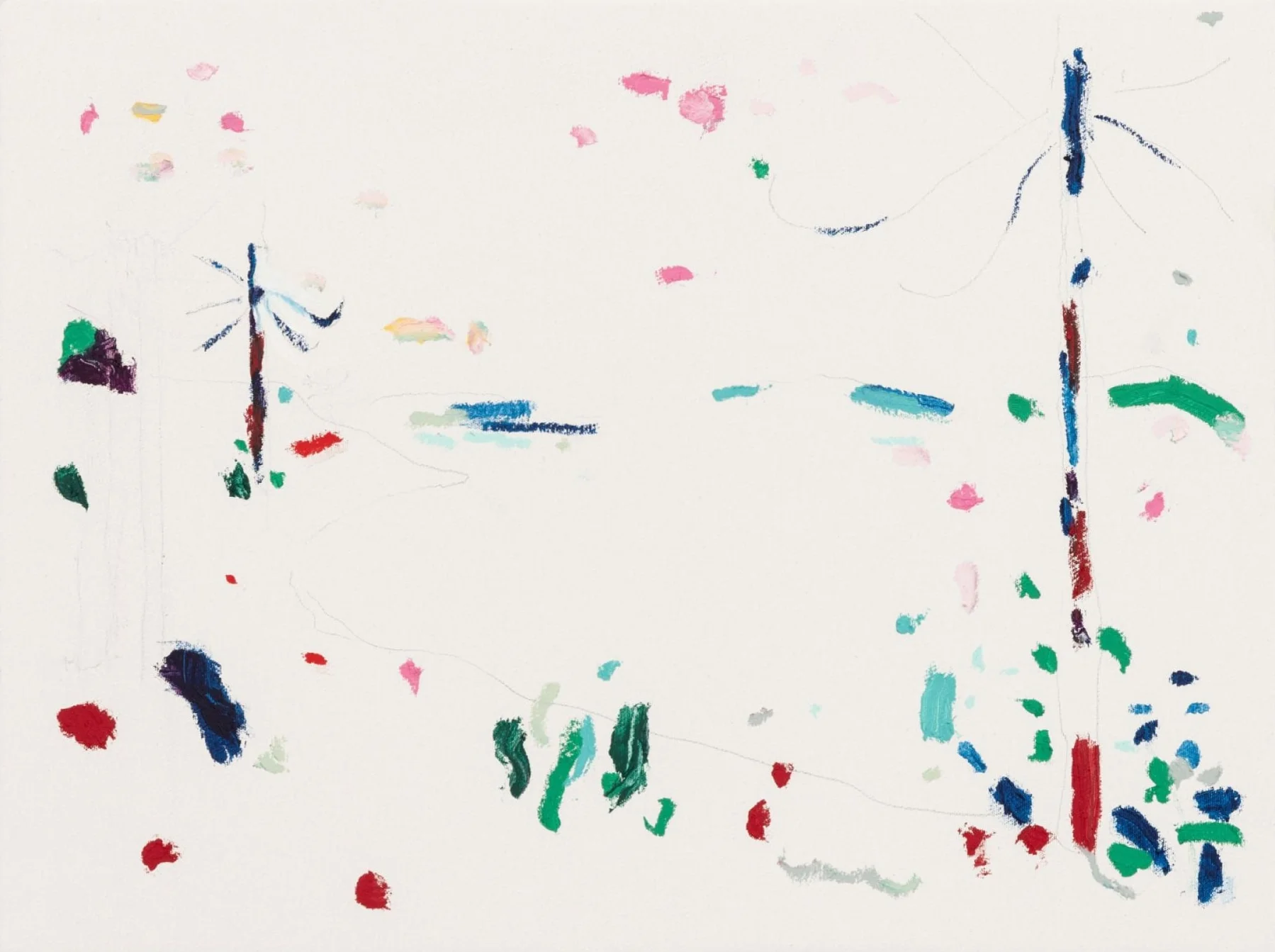 In a Quadrant with Shivered Outline, 2026, Oil and pencil on linen, 38 x 51 cm, 15 x 20 inches
