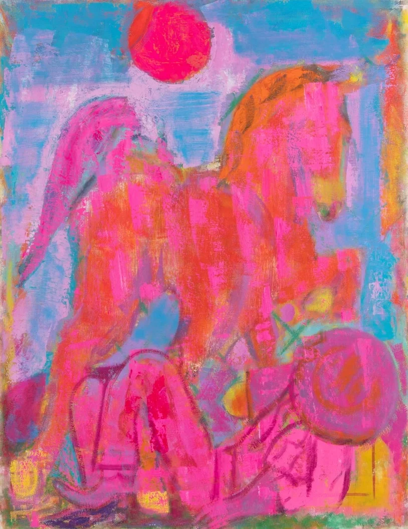 Pink Mustang, 2022, Oil on linen, 84 x 64 inches
