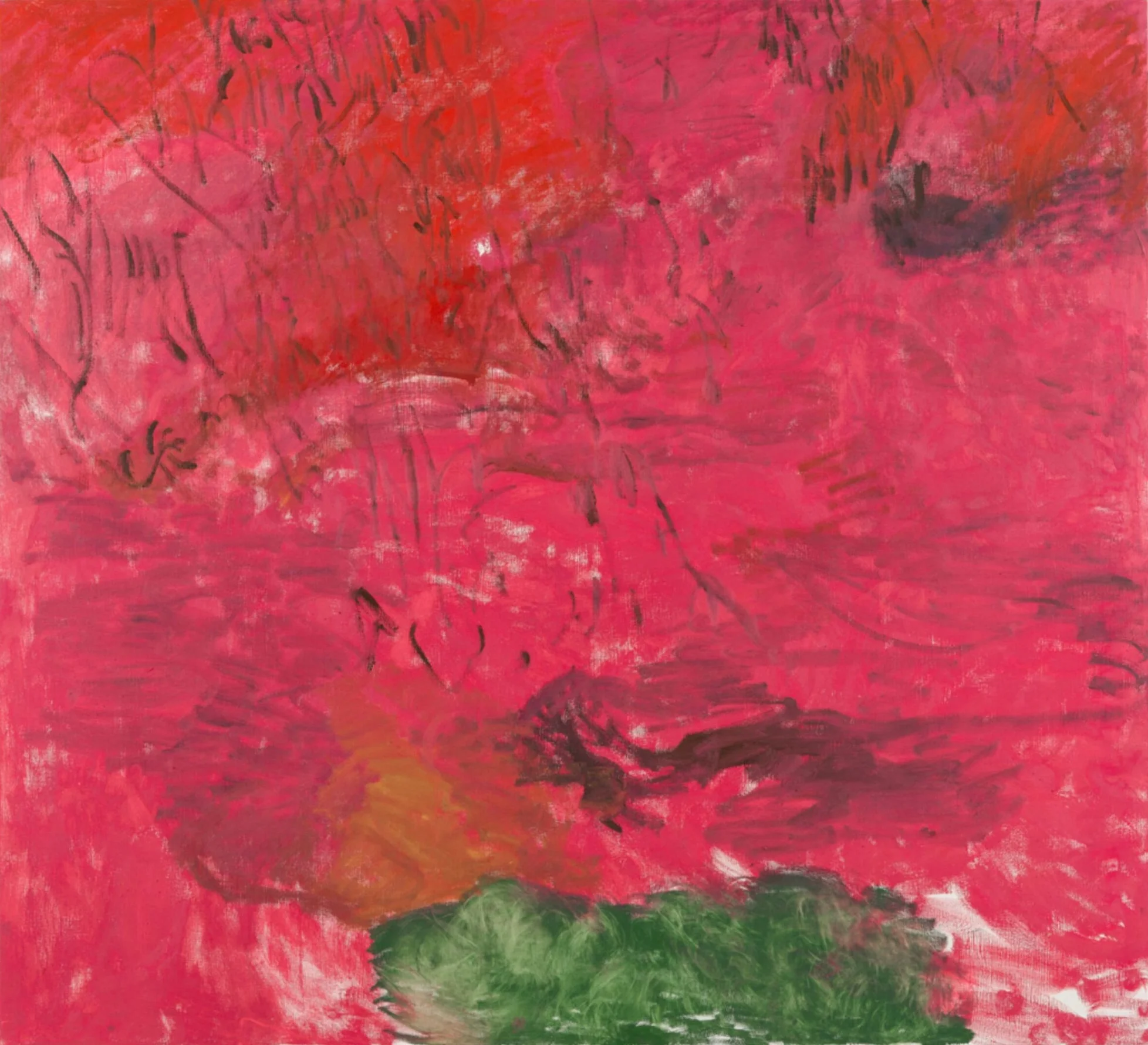 Ponderosa, 2023, Oil and piñon pollen on canvas, 195 x 215 cm, 77 1/8 x 85 inches