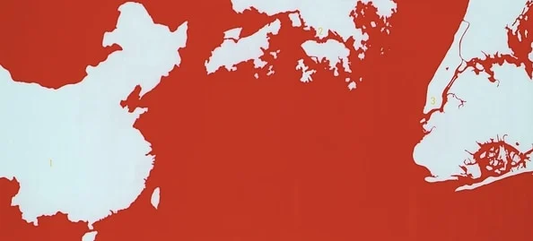 Not to Scale, 2008, Acrylic and vinyl on canvas, 91.5 x 198 cm, 36 x 78 inches